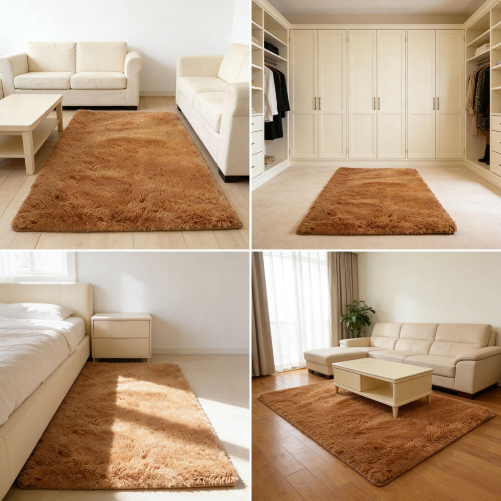 Amazon.co.jp: シャギーラグ 225 x 150 cm 厚め洗える滑り止め付